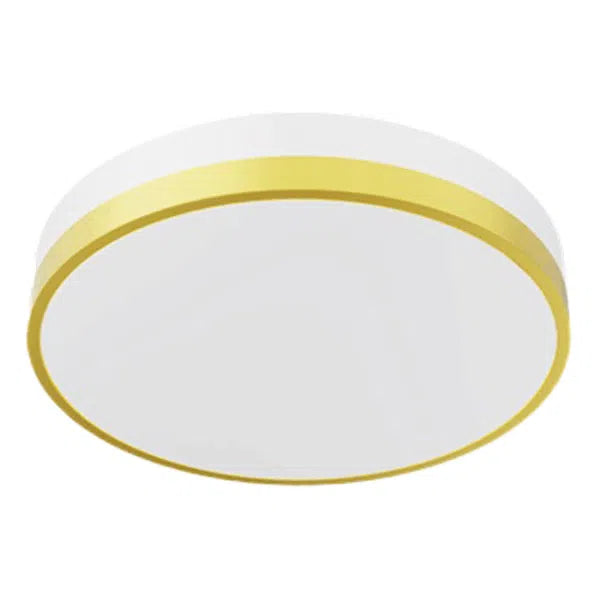 Votatec 12" Decorative Flat Band LED Flush Mount — 5-CCT (Black/White Frame, Brushed Accents)