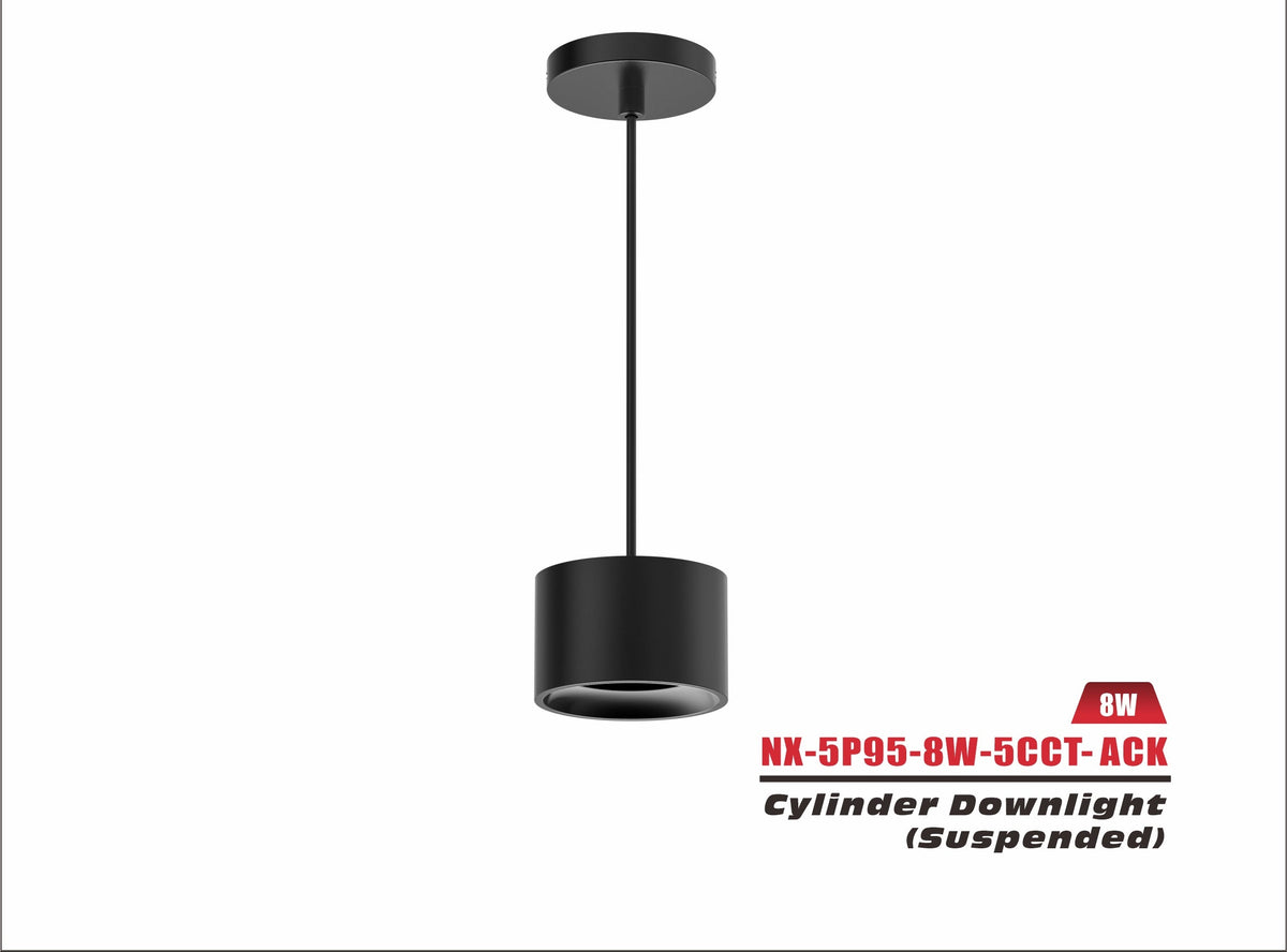 Suspended LED Cylinder Downlight – 8W 5CCT (NX-5P95-8W-5CCT-ACK)