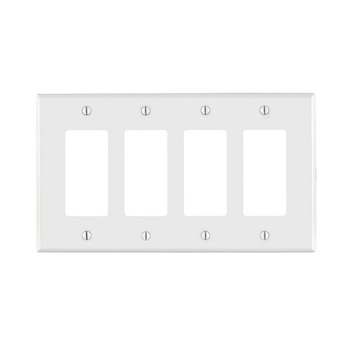 Leviton 4-gang Decora wallplate in white