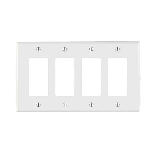 Leviton 4-gang Decora wallplate in white