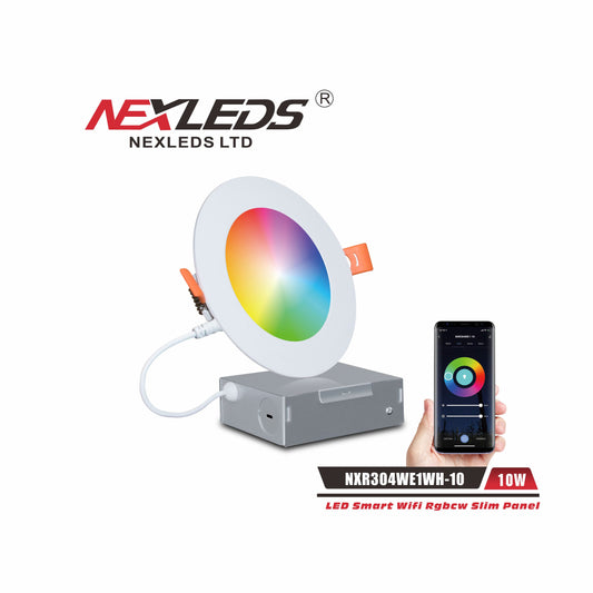 4" Smart RGBCW Slim LED Downlight, WiFi + Bluetooth -NX-R304WE1WH-10