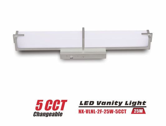LED Rectangular Vanity Light, White, 2FT-25W-5CCT (NX-VLNL-2F-25W-5CCT)