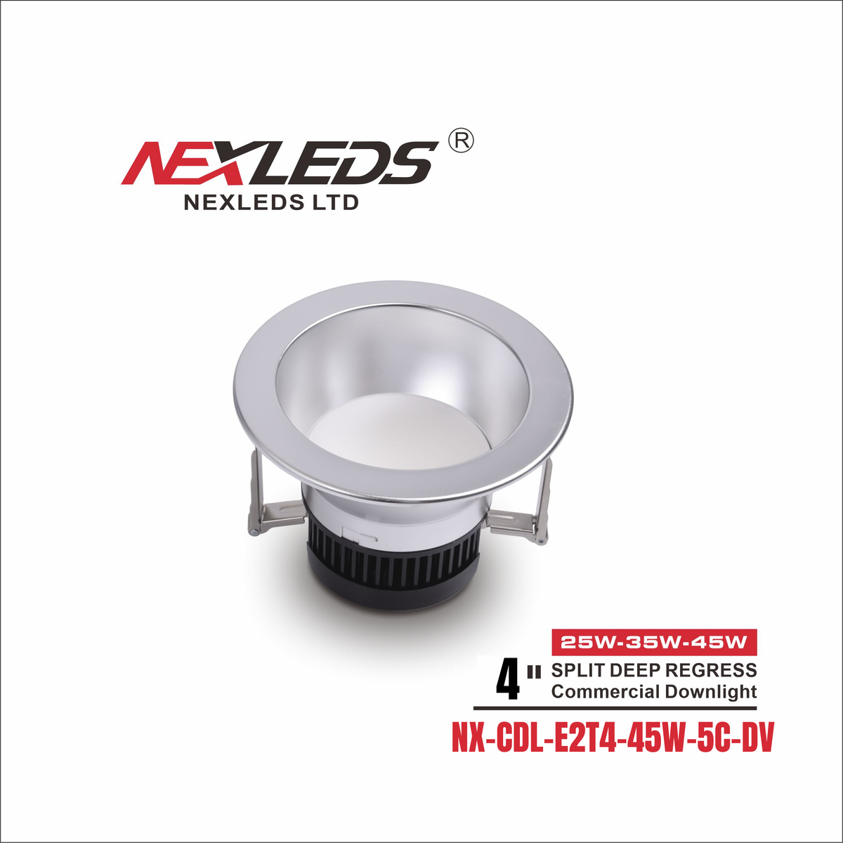 4" Split Deep-Regress Commercial LED Downlight-NX-CDL-E2T4-22W-5C-DV