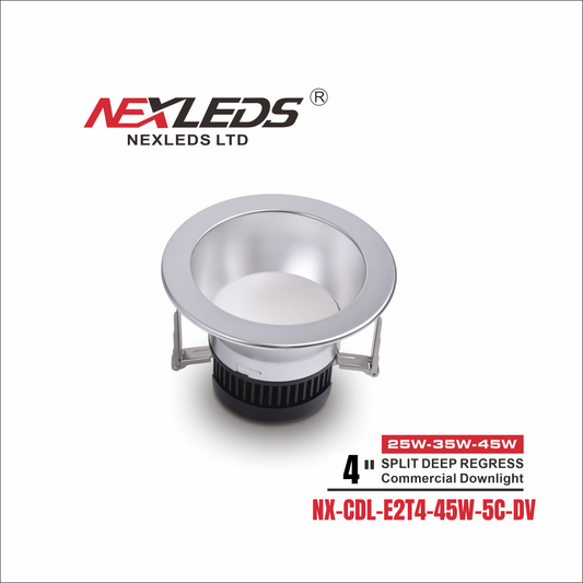 4" Split Deep-Regress Commercial LED Downlight-NX-CDL-E2T4-22W-5C-DV
