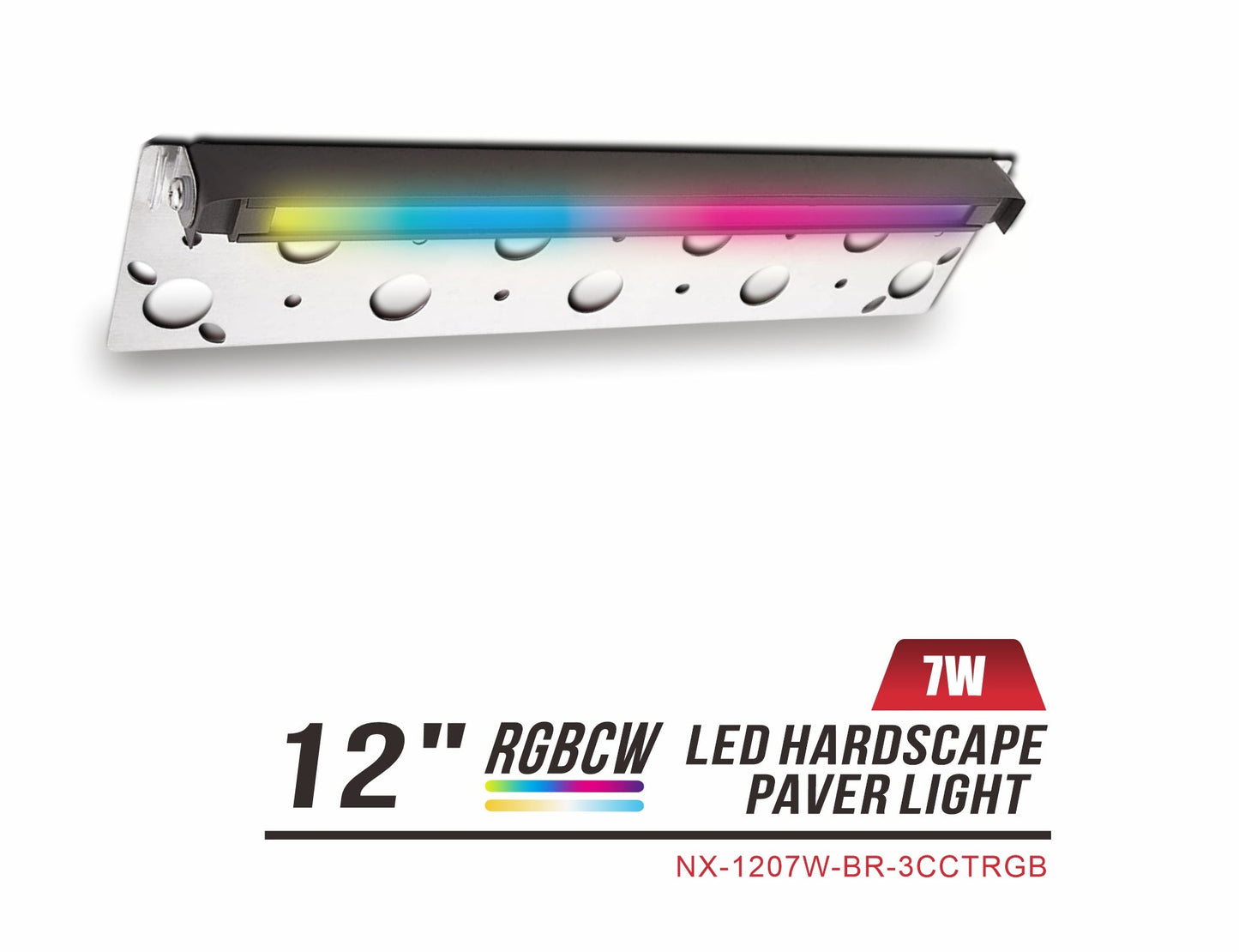 Nexled RGBCW LED Hardscape Paver Light -7"/12", 12-15V, IP65 (ETL/FCC)
