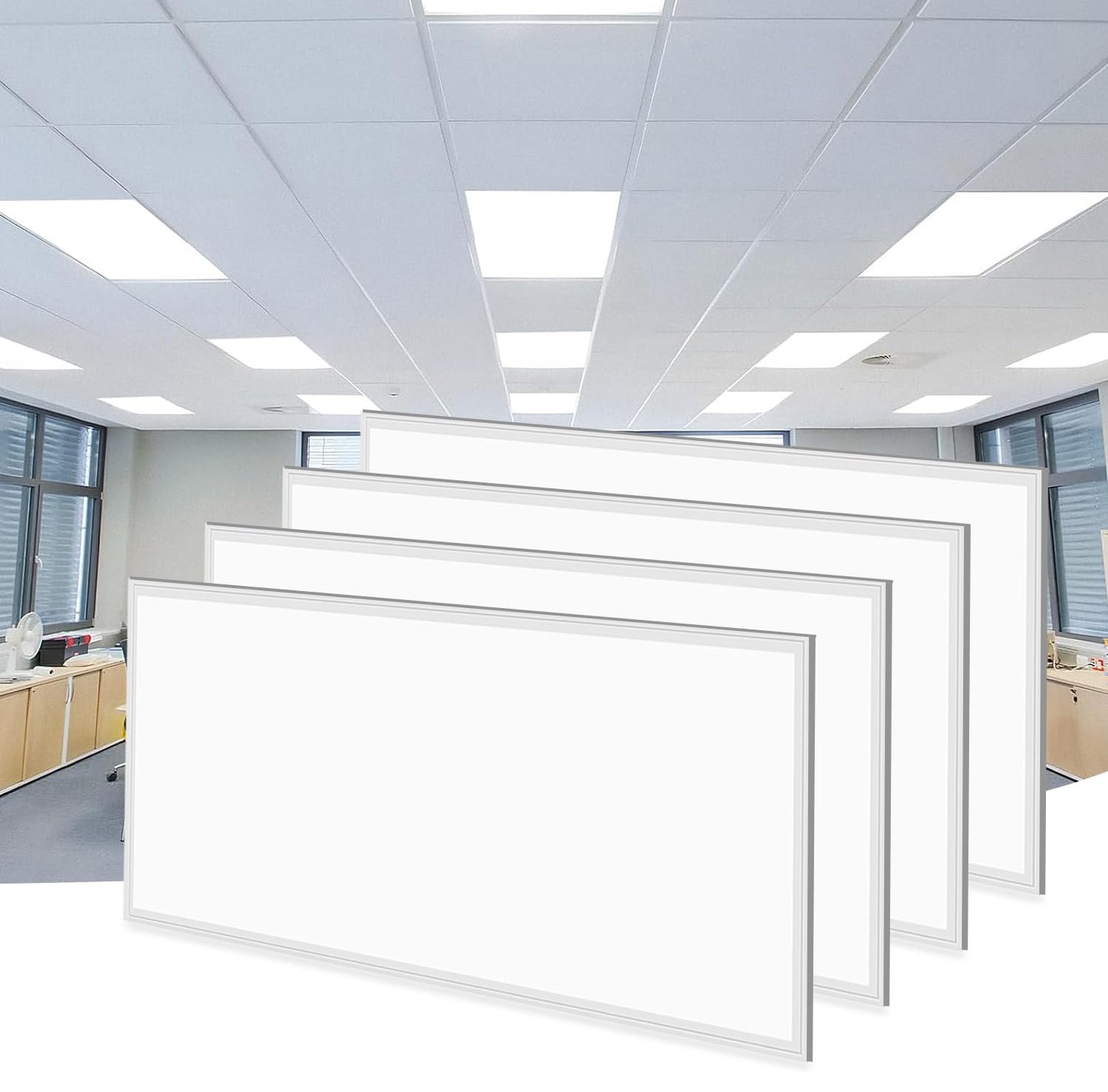 Jenco 2x4 Backlit LED Panel 3CCT, Wattage Adjustable, 120-347V, Dimmable (2 Pack)