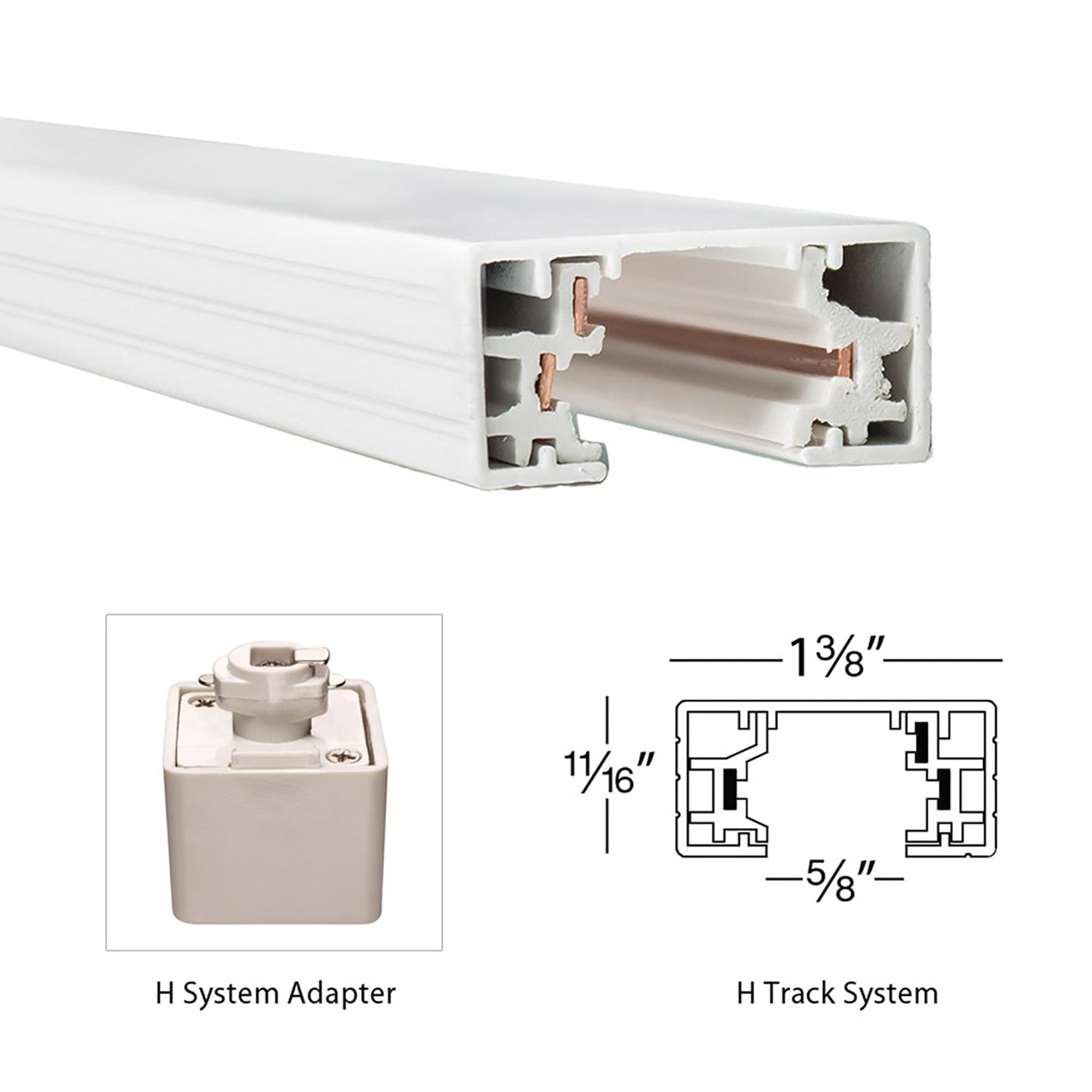 Votatec H-Track Rail 8 ft , 3 wire Single Circuit led track , White or Black