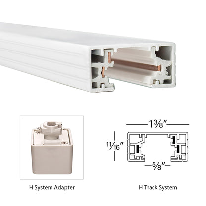 Votatec H-Track Rail 8 ft , 3 wire Single Circuit led track , White or Black