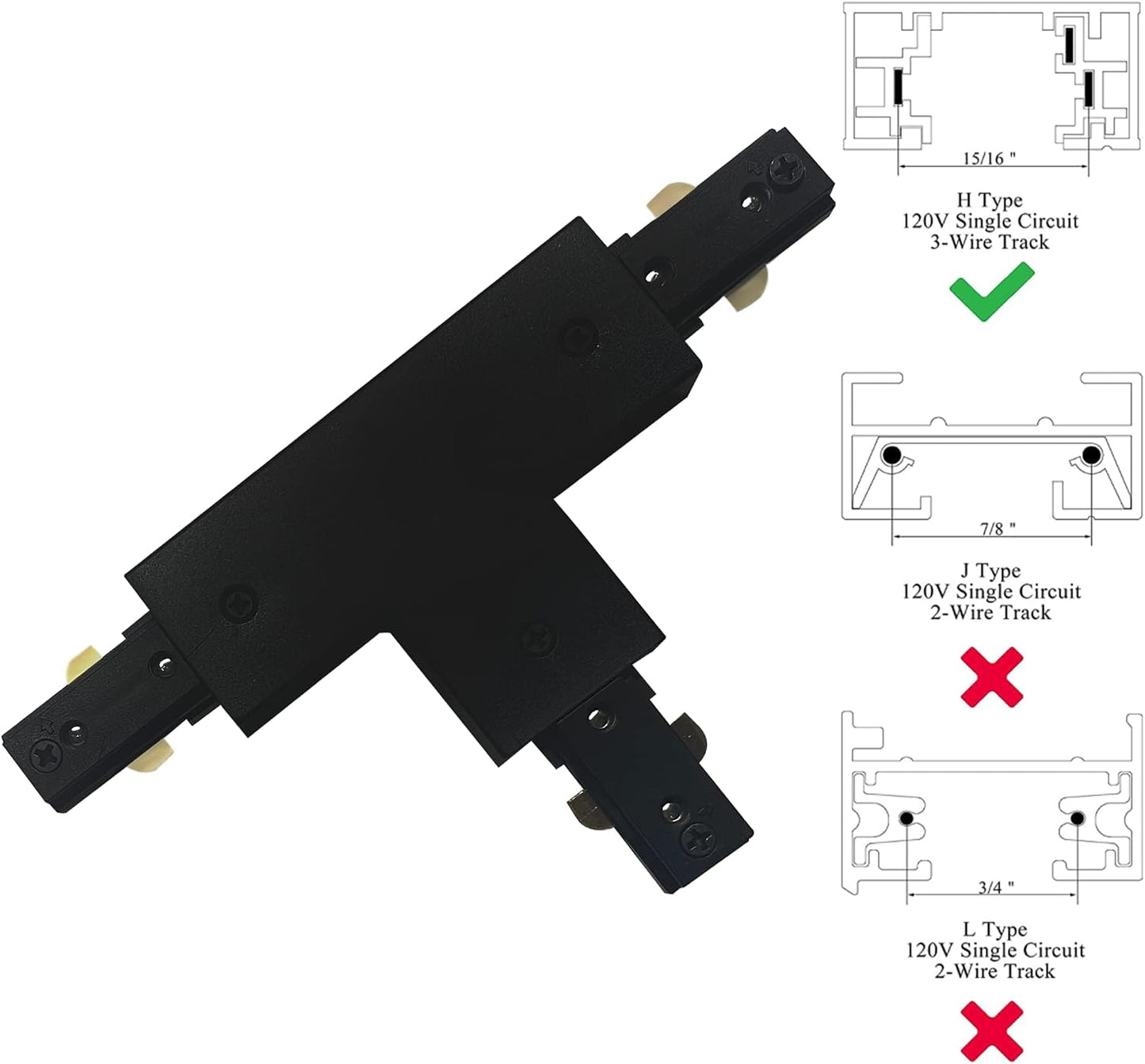 H-Track T-Connector — White or Black