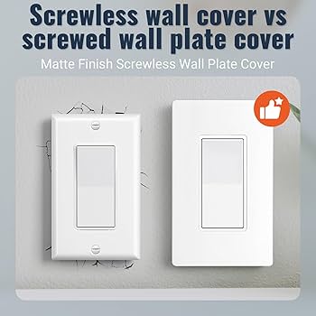 1-Gang Screwless Wall Plate, Decora, White or Black