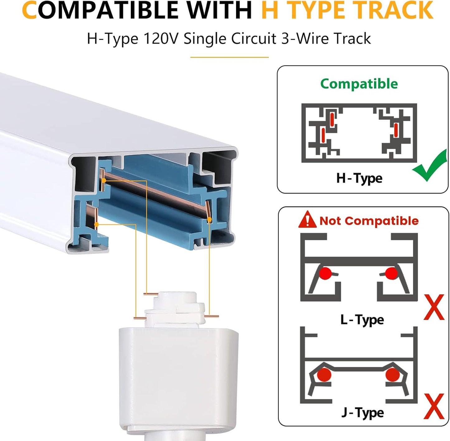 Votatec H-Track conduit Power Feed for 3 wire (H-Wire)- White or Black