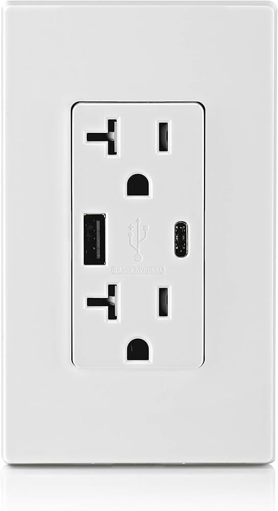 20A USB Receptacle Type A+C, Tamper-Resistant, 5V DC 4.8A