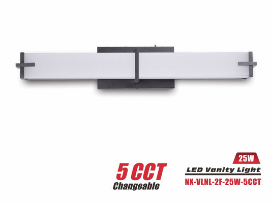 LED Rectangular Vanity Light, Black, 2FT-25W-5CCT (NX-VLNL-2F-25W-5CCT-B)