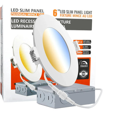 Panneau mince rond 6″ 12W 1000LM blanc dimmable