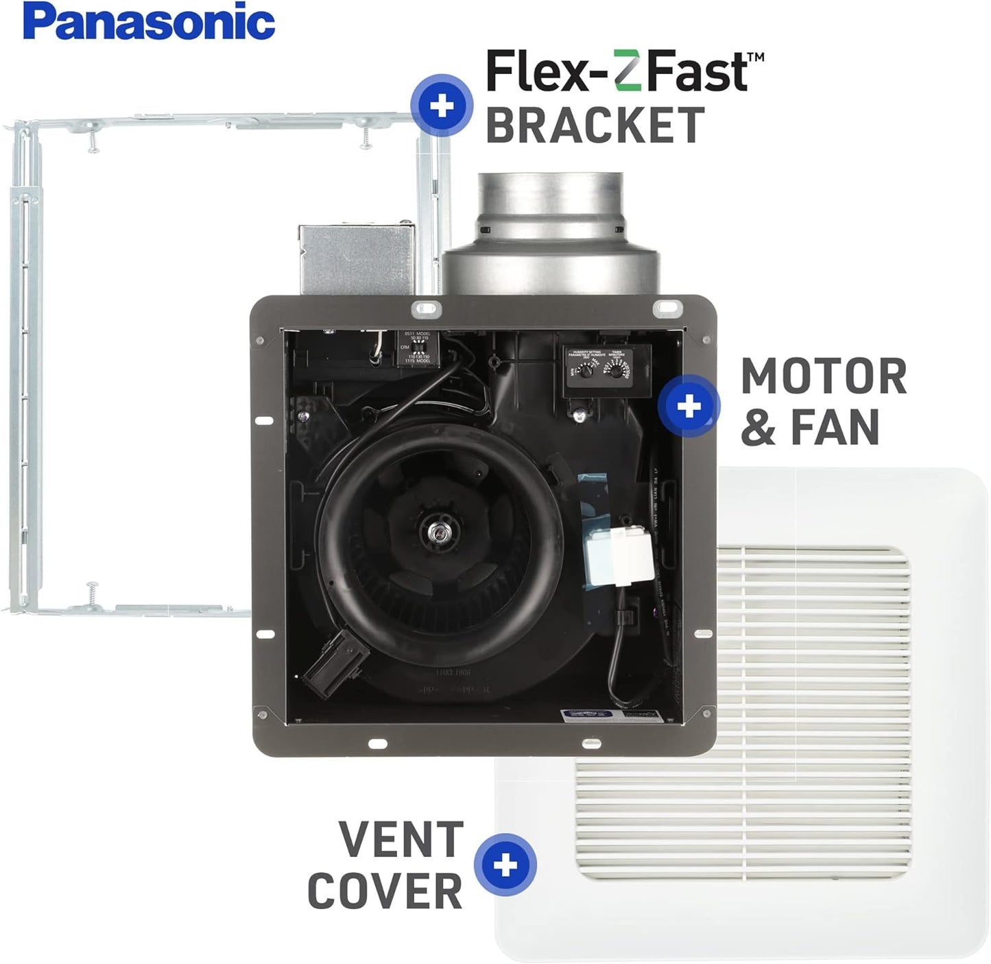 Panasonic WhisperCeiling DC Bathroom Fan FV-0511VQ1 — 50/80/100 CFM