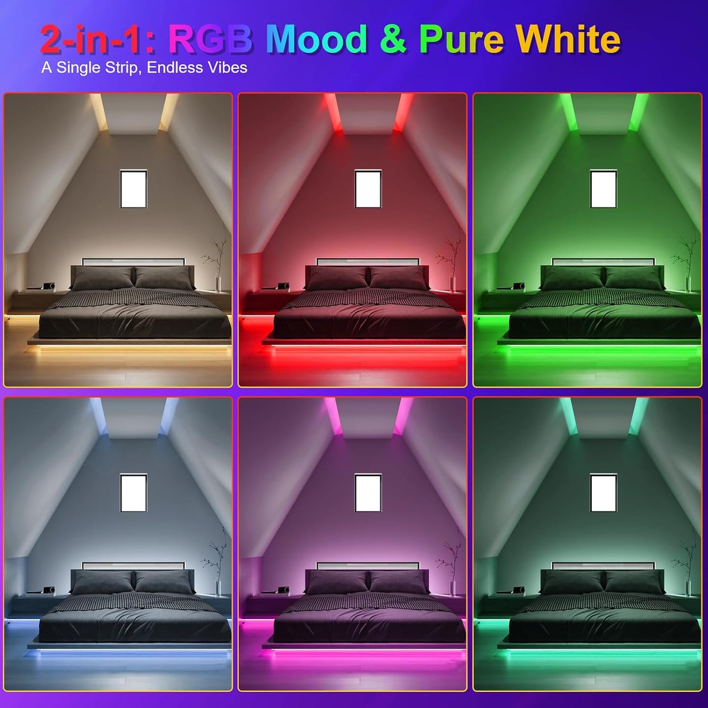 NEXLED RGBW COB LED Strip Light ,16W/M, 24V, RGB + 3000K,CRI>90, 12mm PCB, 5M Roll (UL Listed)