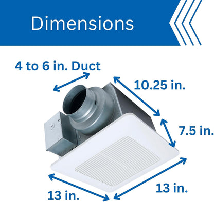 Panasonic WhisperCeiling DC Bathroom Fan FV-0511VQ1 — 50/80/100 CFM