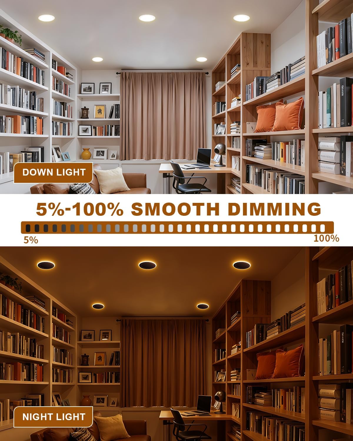 Votatec 6" Night Light LED Pot Light — 5CCT + 2200K Night Light Mode