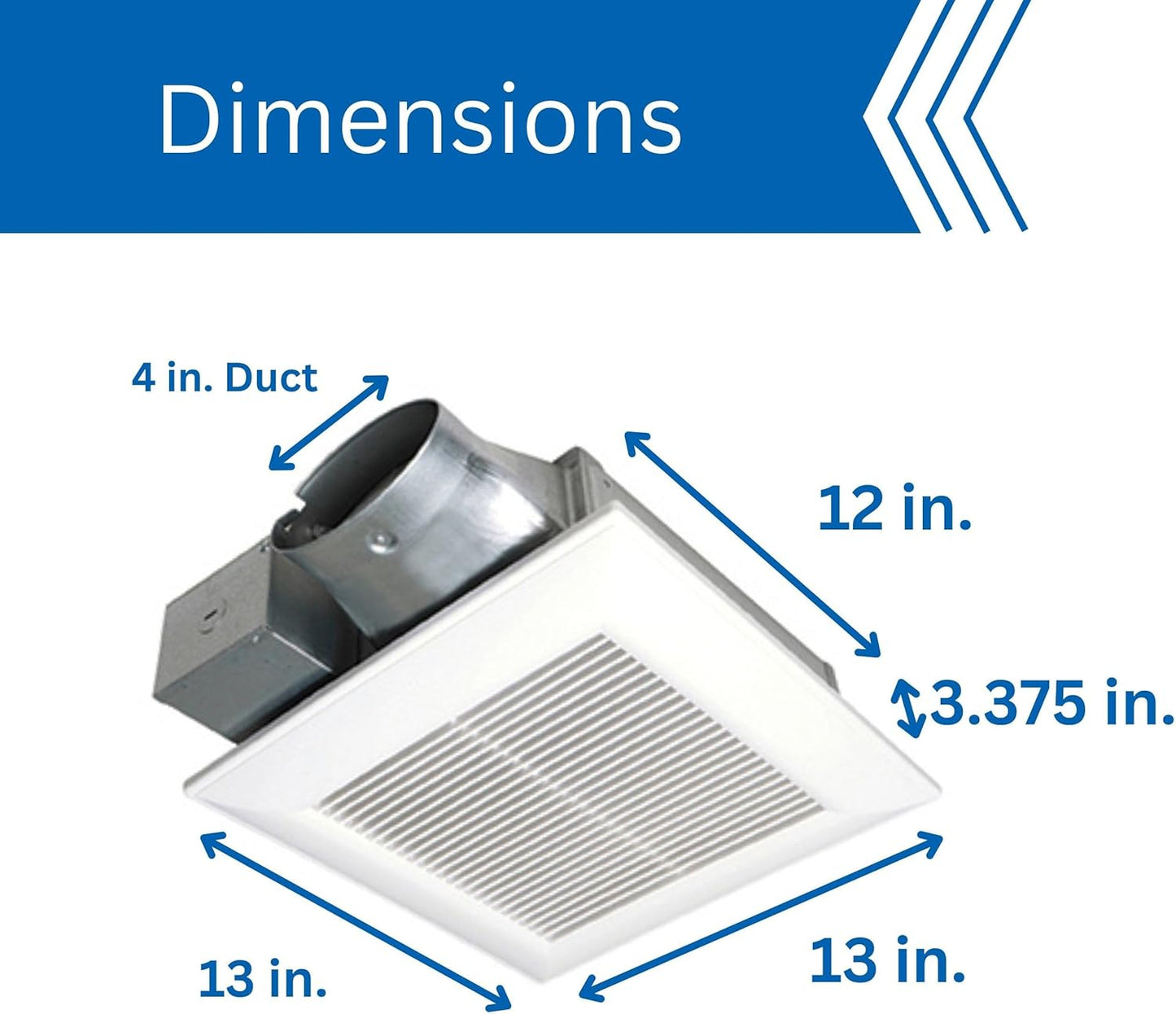 Panasonic WhisperValue DC Bathroom Fan FV-0510VS1 — 50/80/100 CFM, White