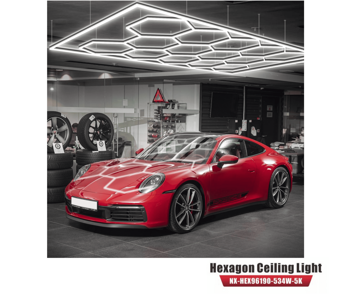 LED Hexagon Garage / Shop Light, 8ft x 16ft -534W, ETL Certified, 5000K (NX-HEX96190-534W-5K)