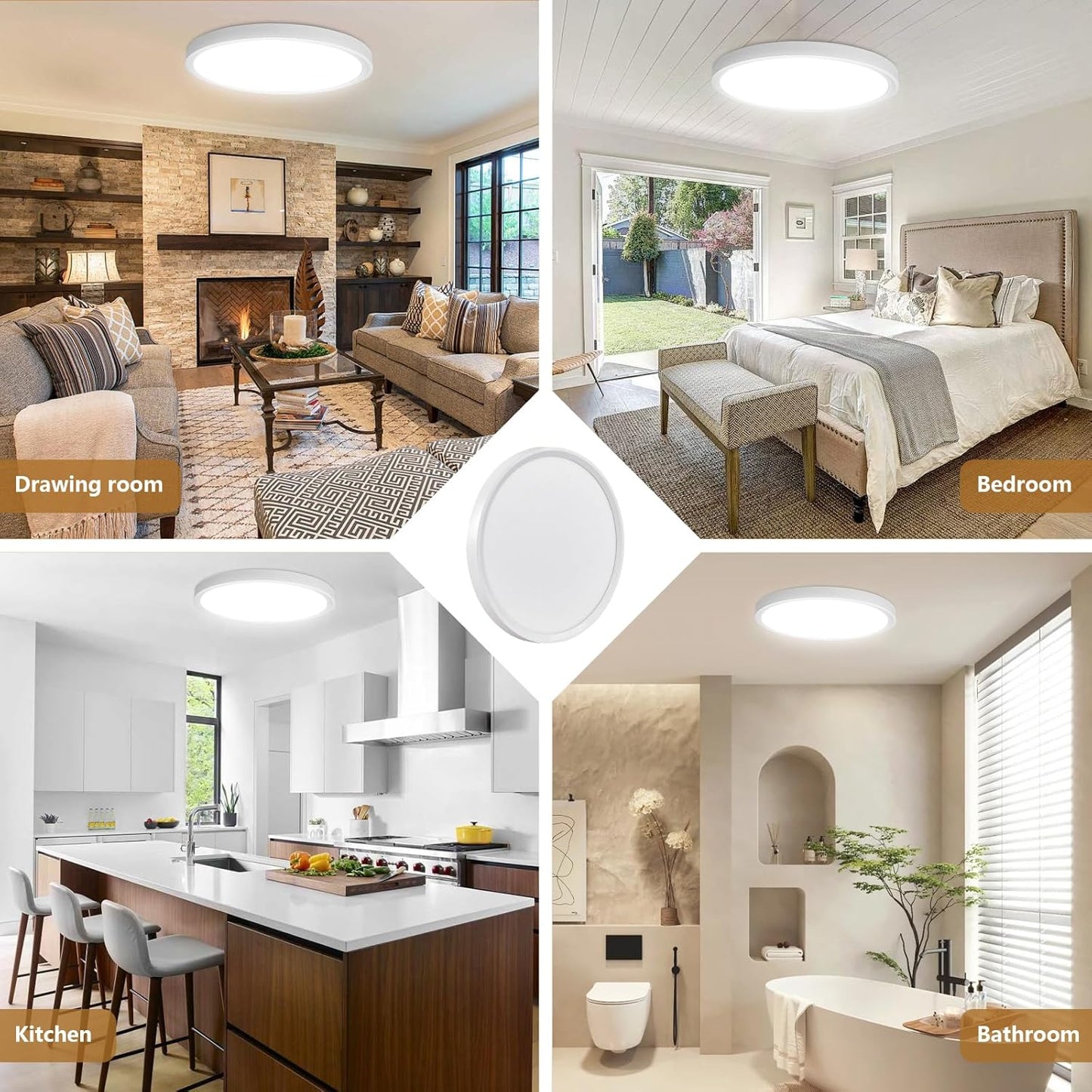 Votatec 16" Round LED Flush Mount  5CCT Adjustable, Dimmable