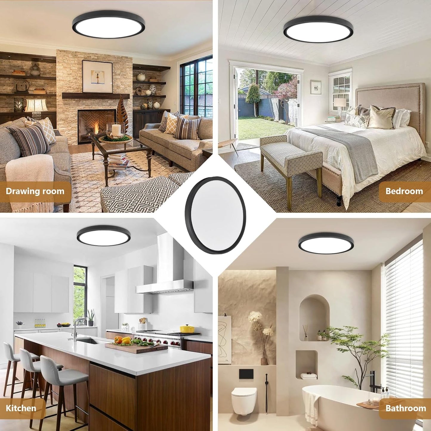 Votatec 16" Round LED Flush Mount  5CCT Adjustable, Dimmable