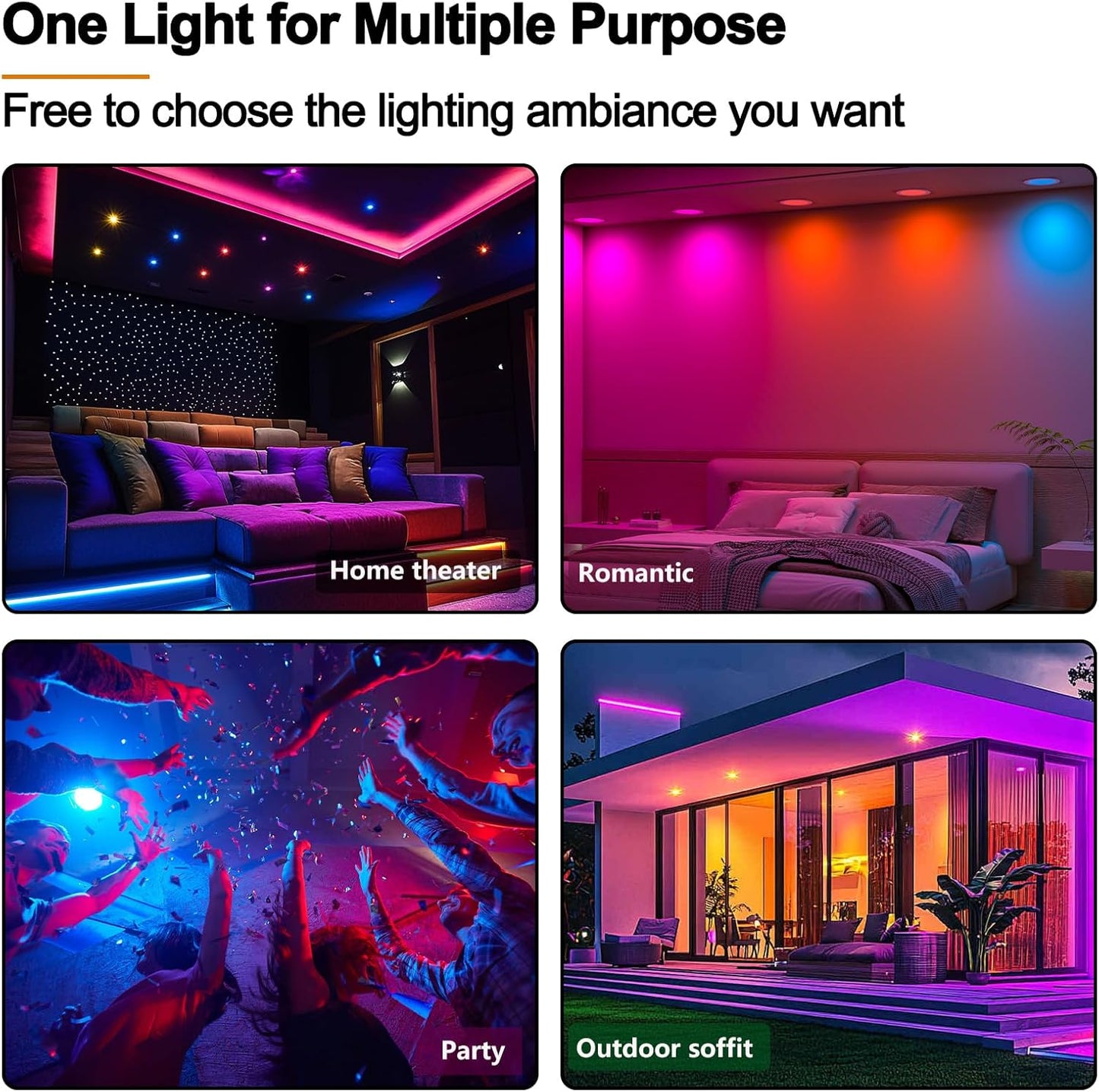 Votatec 4" Slim LED Pot Light  WiFi Smart, RGBCW Dimmable