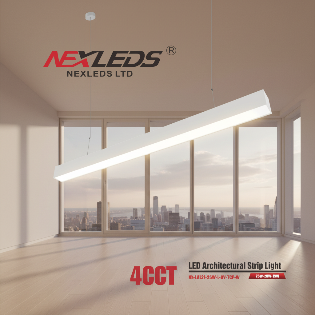 NEXLED LED Architectural Strip Light  4CCT, Selectable Wattage, Linear Suspension (cUL, DLC)