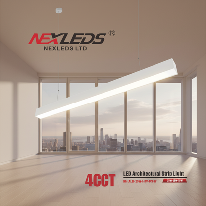 LED Architectural Strip Light  4CCT, Selectable Wattage, Linear Suspension (cUL, DLC)