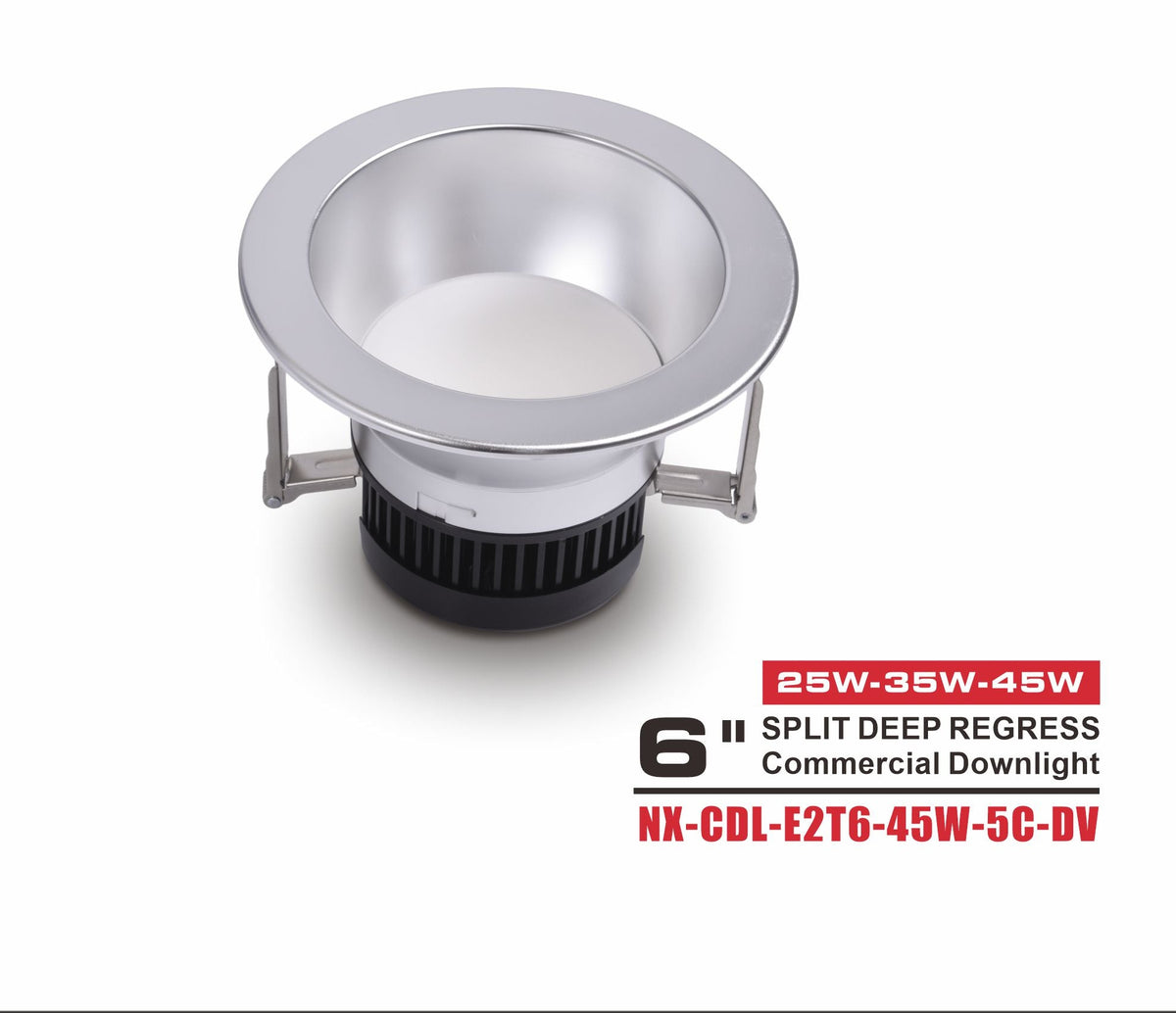 6" Split Deep-Regress Commercial LED Downlight-NX-CDL-E2T6-45W-5C-DV