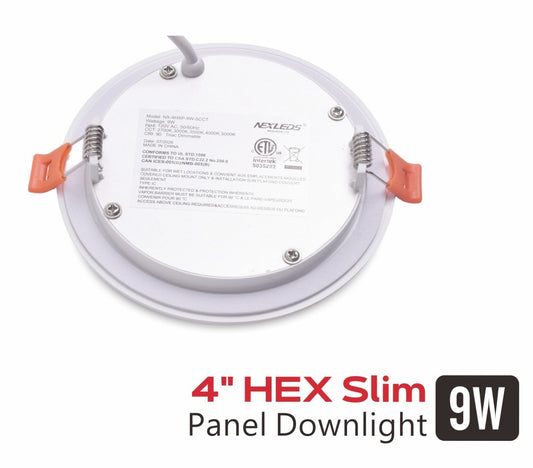 4 inch Hex pot lights-Anti Glare-FT4 Cable- CRI>90-5CCT-9W-750 LUMEN.
