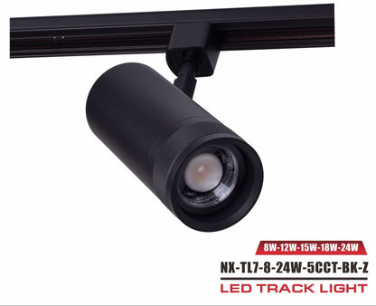 LED track light head, 8W-24W selectable, 5CCT, COB