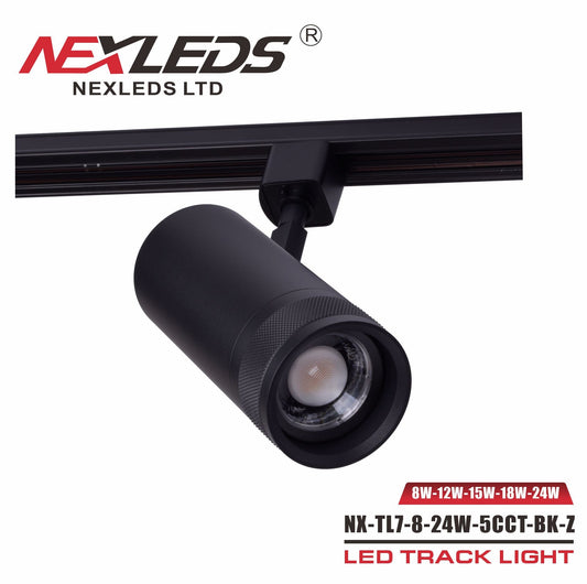 LED track light head, 8W-24W selectable, 5CCT, COB