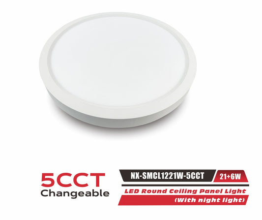 NEXLED 12" Surface Mount Ceiling Light 5CCT with Nightlight, White