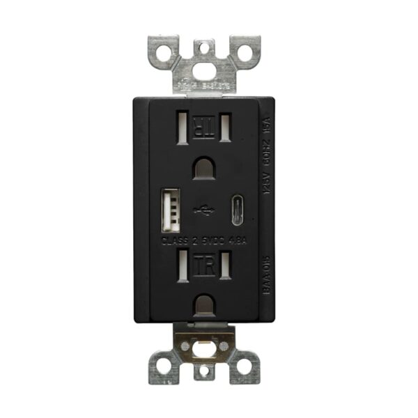 15A USB Receptacle Type A+C, Tamper-Resistant, 5V DC 4.8A