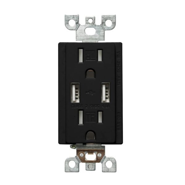15A USB Receptacle ,Type A+A, Tamper-Resistant, 5V DC 4.0A