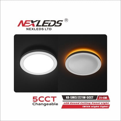 NEXLED 12 inch surface mount ceiling light, 5CCT, white