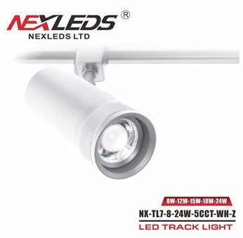 Nexleds LED track light on a white background