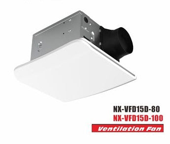Bathroom ventilation fan, 50/80/100 CFM, 4 inch duct