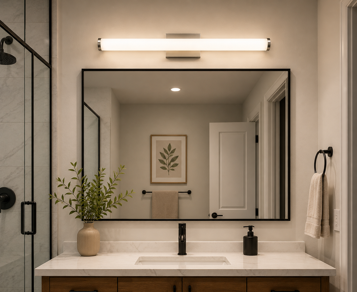 LED Long Cylindrical Vanity Light, Brushed Nickel-25W-2F-5CCT (NX-VLDR-2F-25W-R)