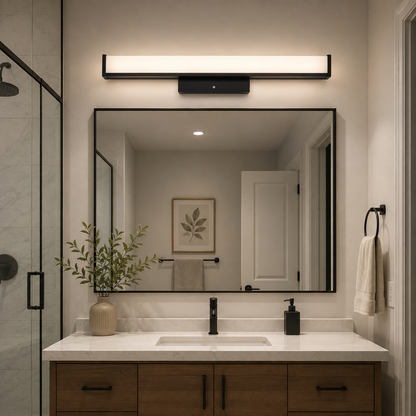 LED Rectangular Vanity Light, Black Trim,2F,25W-5CCT (NX-VLDR-2F-25W-B)