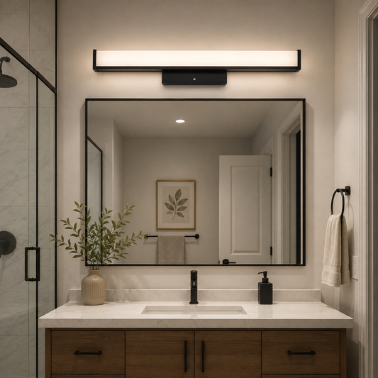 LED Rectangular Vanity Light, Black Trim,2F,25W-5CCT (NX-VLDR-2F-25W-B)