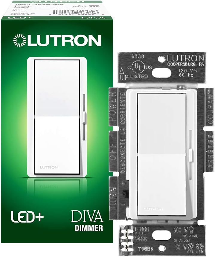 Lutron Diva LED+ Dimmer Switch — Single Pole / 3-Way, White
