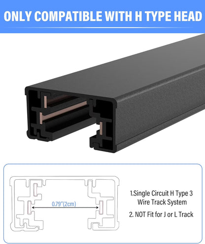 Votatec H-Track Rail 8 ft , 3 wire Single Circuit led track , White or Black