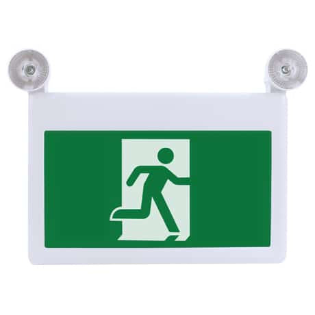 Votatec LED Combo Exit Sign + Emergency Light, Running Man, Battery Backup, 120/347V