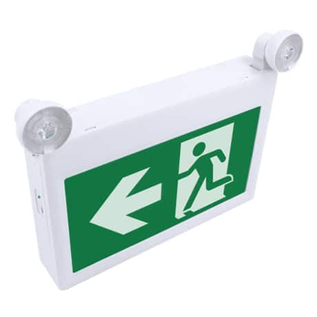 Votatec LED Combo Exit Sign + Emergency Light, Running Man, Battery Backup, 120/347V