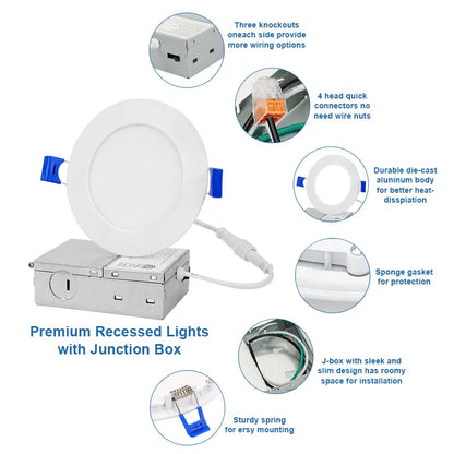 Panneau mince rond 6″ 12W 1000LM blanc dimmable