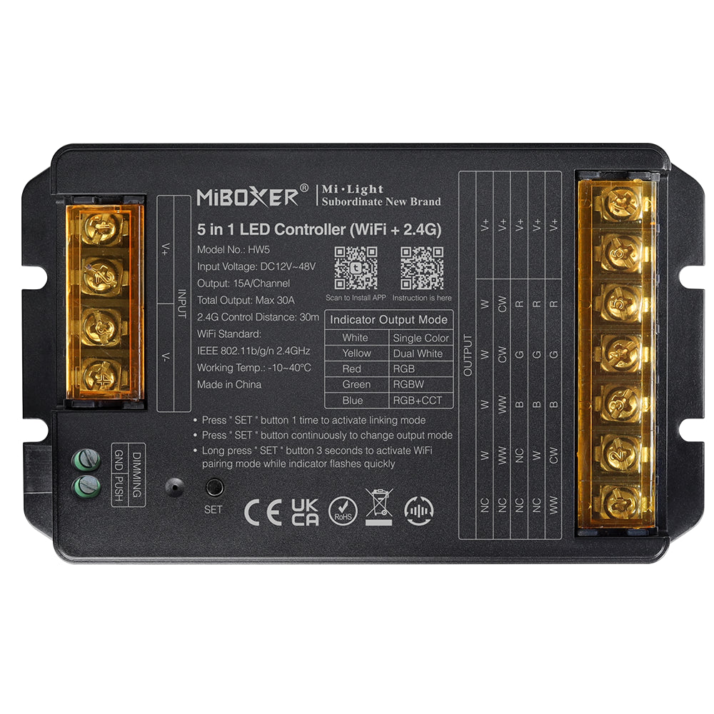 HW5 5-in-1 LED controller, WiFi and 2.4G, 30A