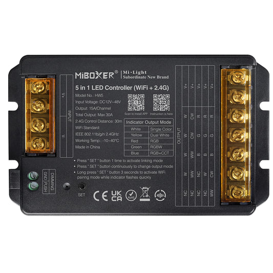 HW5 5-in-1 LED controller, WiFi and 2.4G, 30A