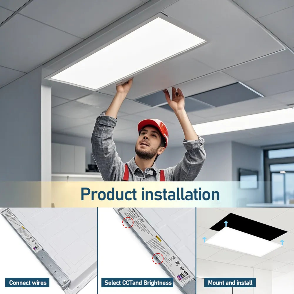 1x4 Backlit LED Panel — Smart Ready, 3CCT, Wattage Adjustable, 120-277V, Dimmable (4 Pack)